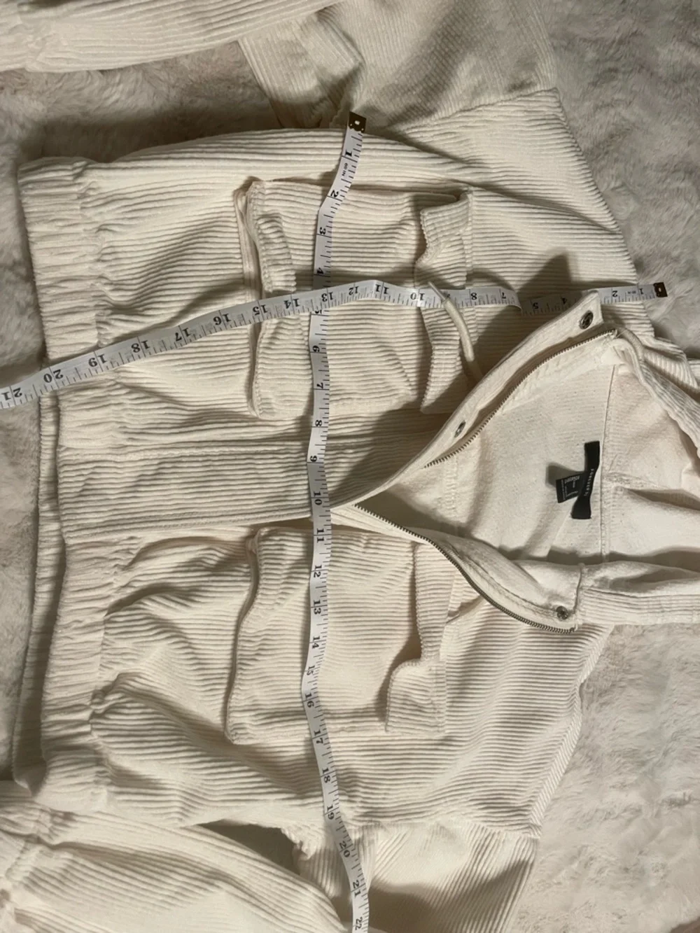 Forever 21 Cream Corduroy Hooded Cropped Utility Jacket - Picture 10 of 10